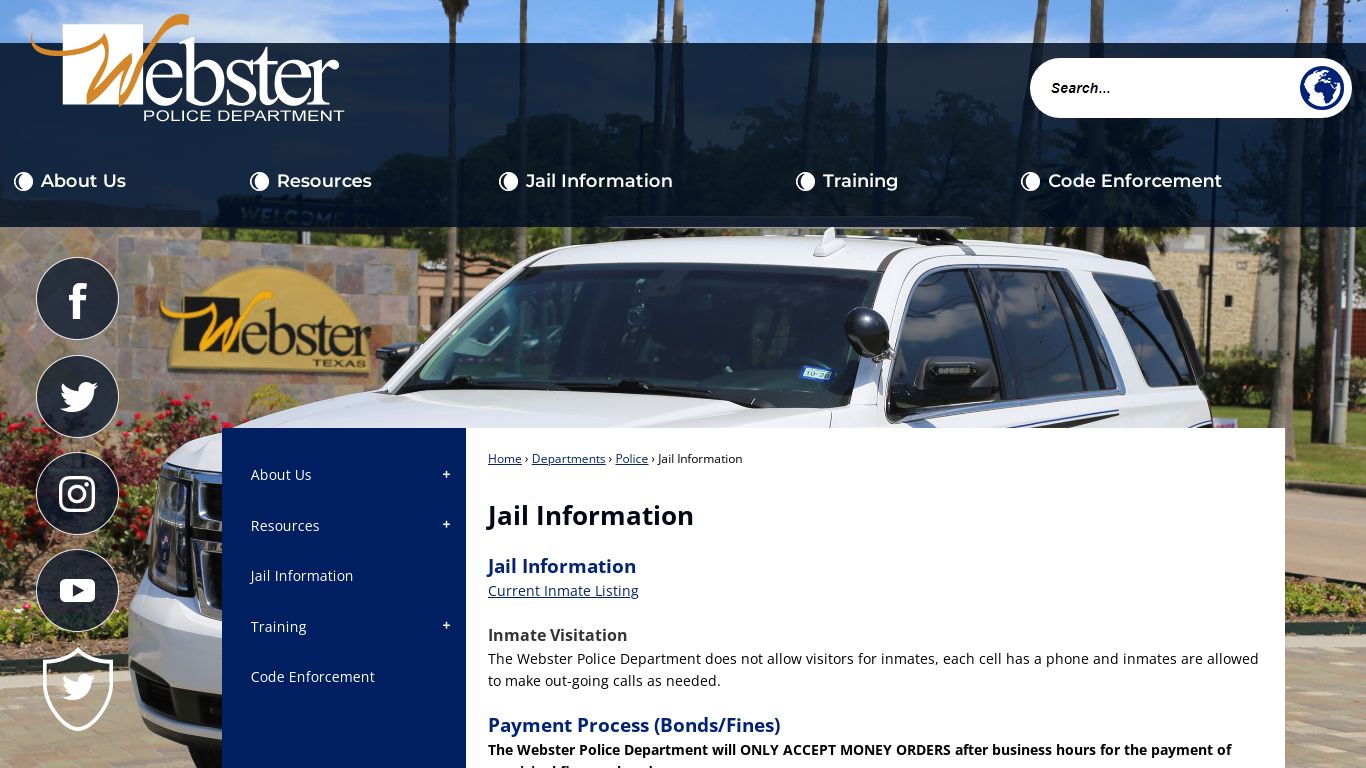 Jail Information | City of Webster - Gateway to the future